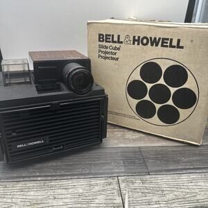 Vintage Bell & Howell Slide Cube Projector Model 857 Working w/ Orig Box {129}